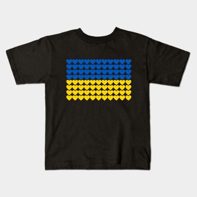 Ukrainian Flag of Hearts Kids T-Shirt by MindBoggling